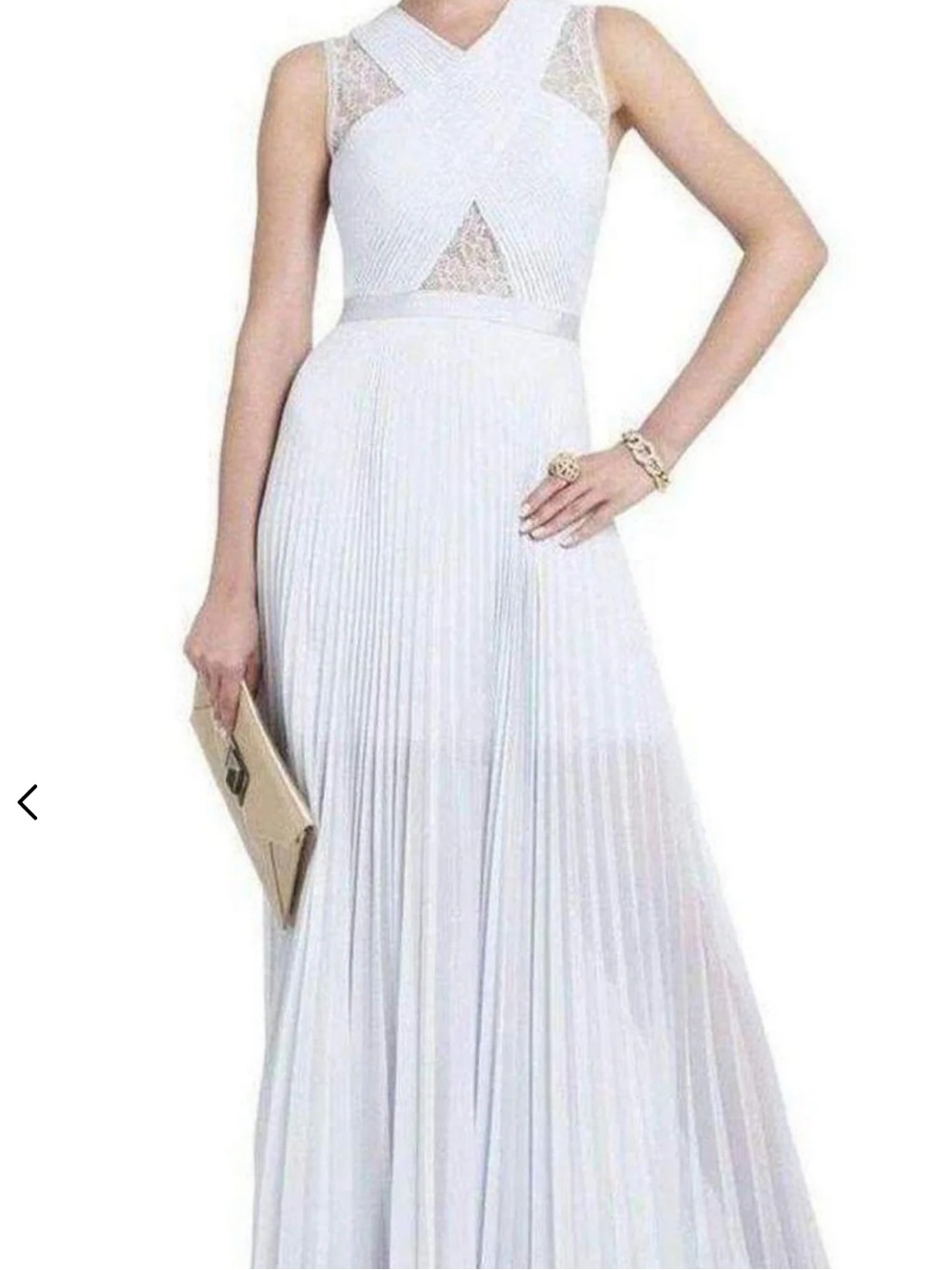 BCBGMaxAzria Crystal Blue Pleated Halter Maxi Dress